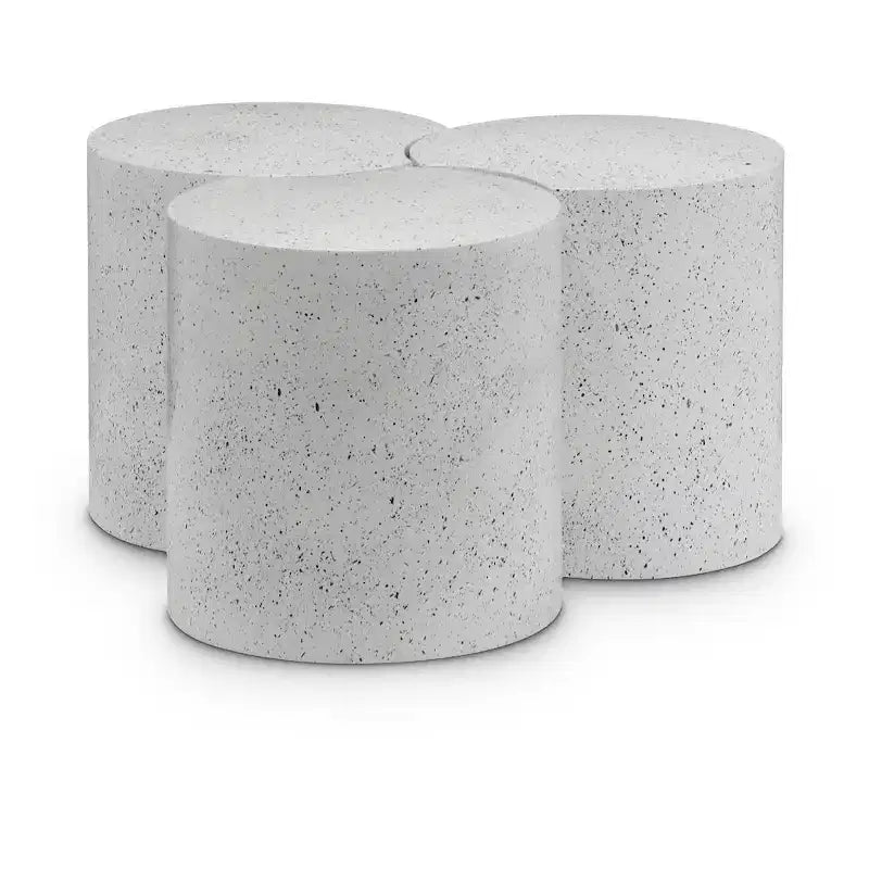 Tavolino esagonale in terrazzo nero/tortora/bianco, modulare, connettibile a più elementi