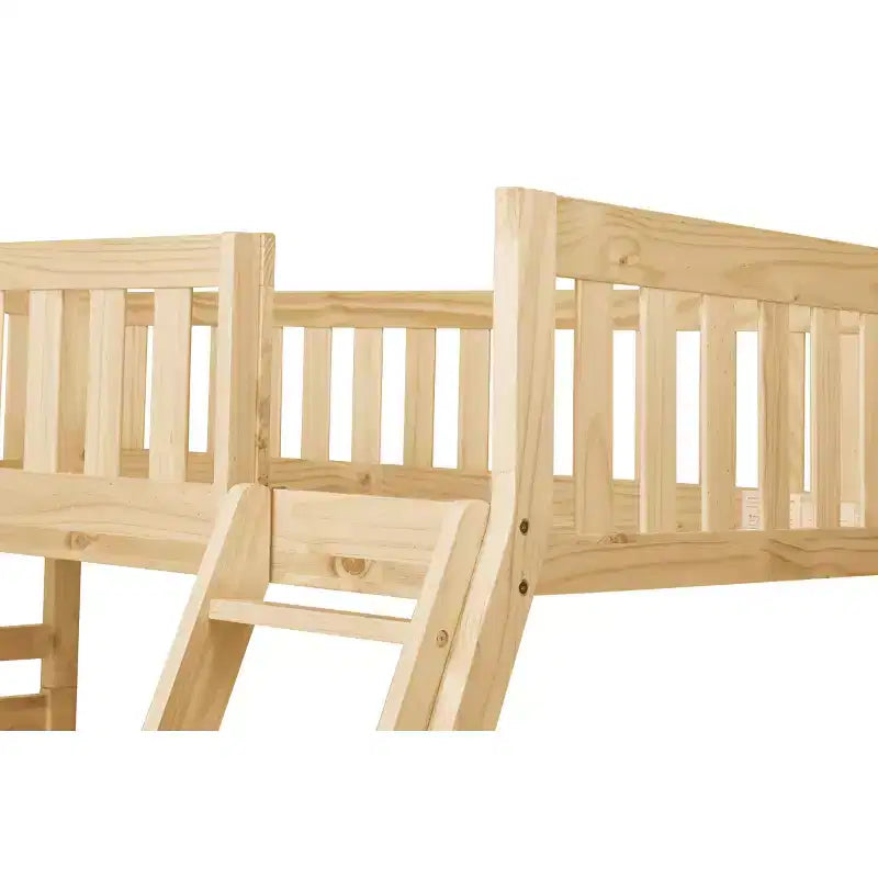 Legno Naturale, Letto a Castello Matrimoniale con Cassetti Contenitore, per 2 Persone