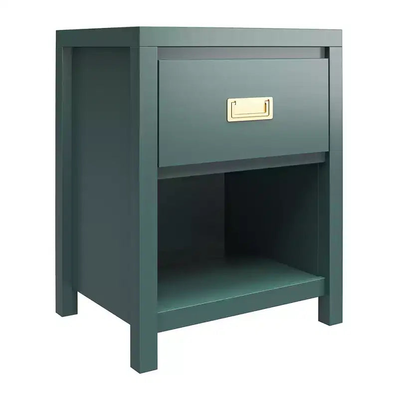Comodino Verde a 1 Cassetto con Vano Aperto, per 1