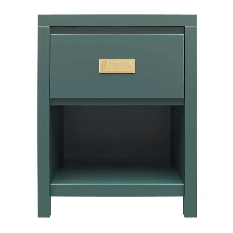 Comodino Verde a 1 Cassetto con Vano Aperto, per 1