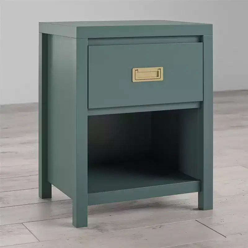Comodino Verde a 1 Cassetto con Vano Aperto, per 1