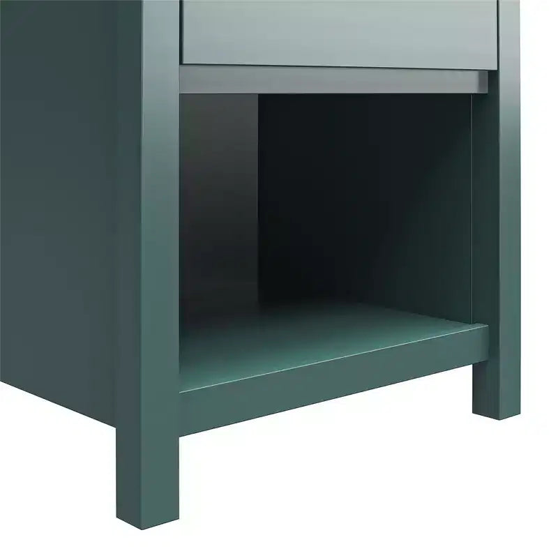 Comodino Verde a 1 Cassetto con Vano Aperto, per 1