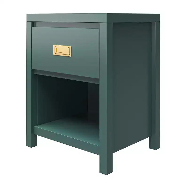 Comodino Verde a 1 Cassetto con Vano Aperto, per 1