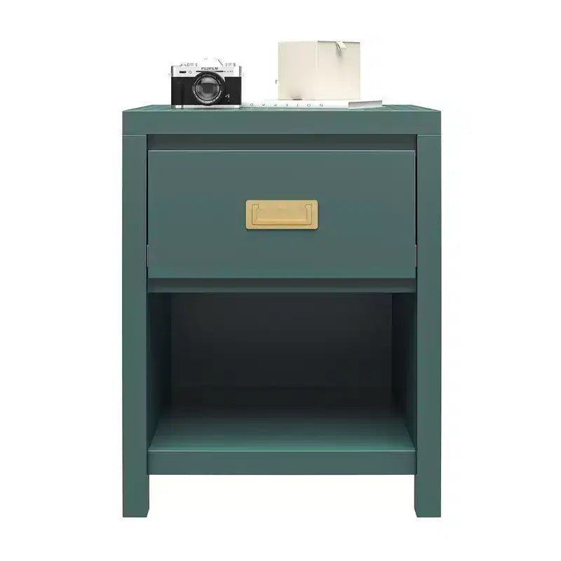 Comodino Verde a 1 Cassetto con Vano Aperto, per 1
