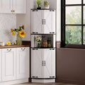 64.6 Farmhouse Corner Cabinet, 5 Tier Tall Storage Cabinet with 4 Barn Doors, Freestanding Pantry Cupboard for Living Room Kitchen