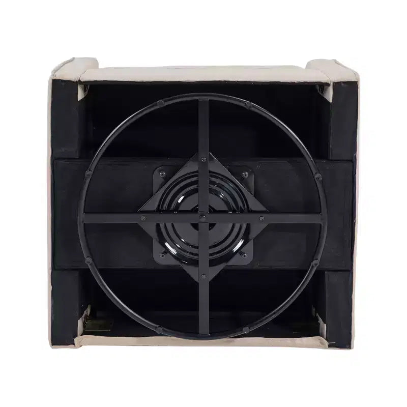 Poltrona girevole quadrata, colore beige/avena, rivestita in lino, 1 posto