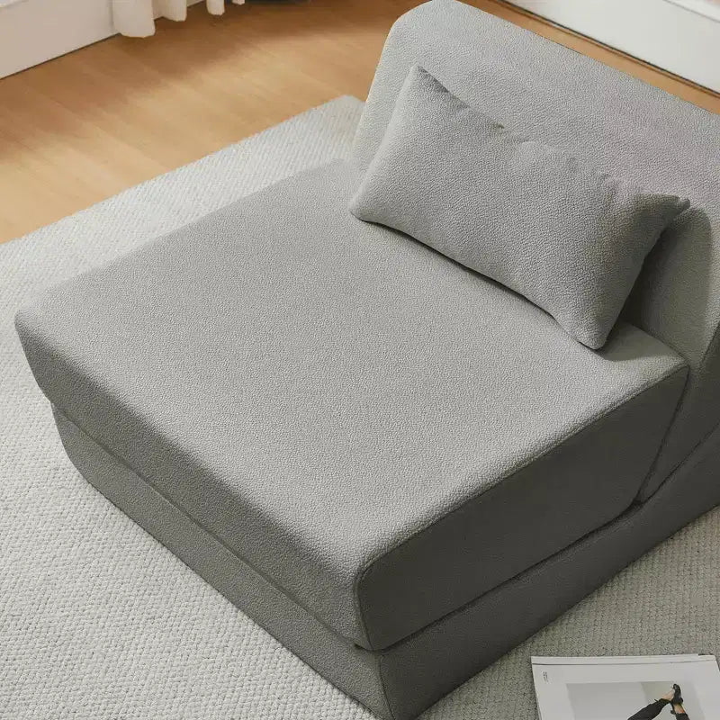 Divano letto convertibile 2 in 1 Beige/Blu/Grigio/Giallo, un posto