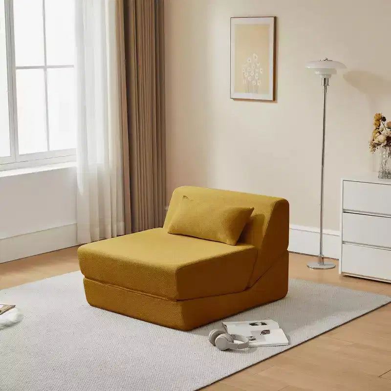 Divano letto convertibile 2 in 1 Beige/Blu/Grigio/Giallo, un posto