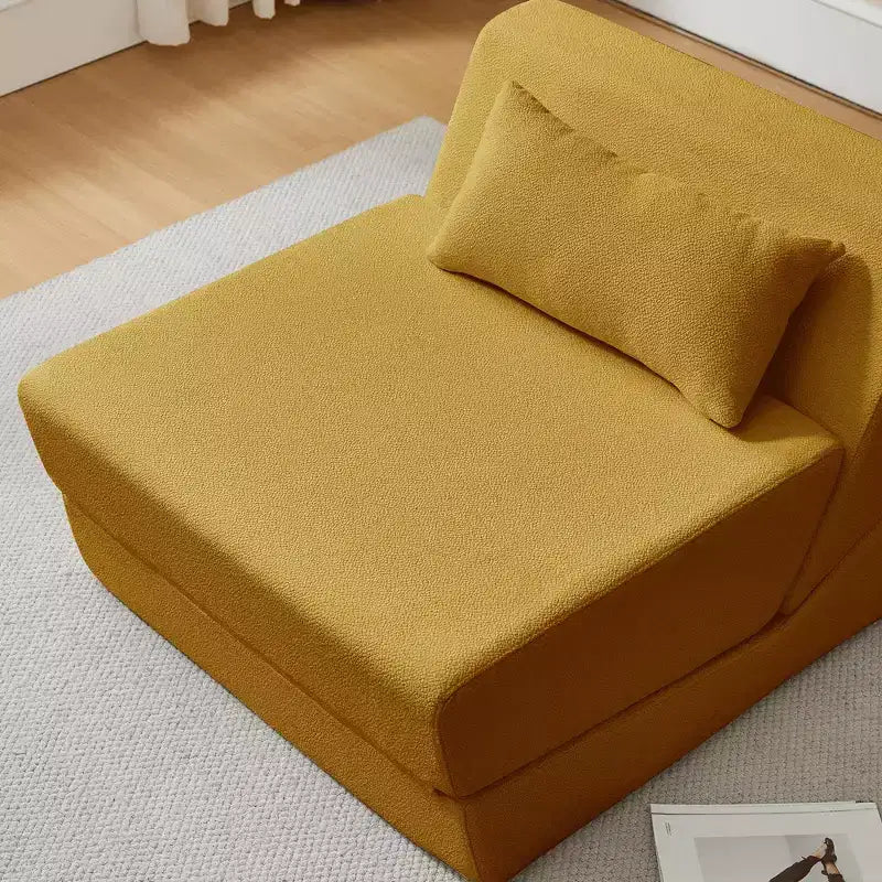 Divano letto convertibile 2 in 1 Beige/Blu/Grigio/Giallo, un posto