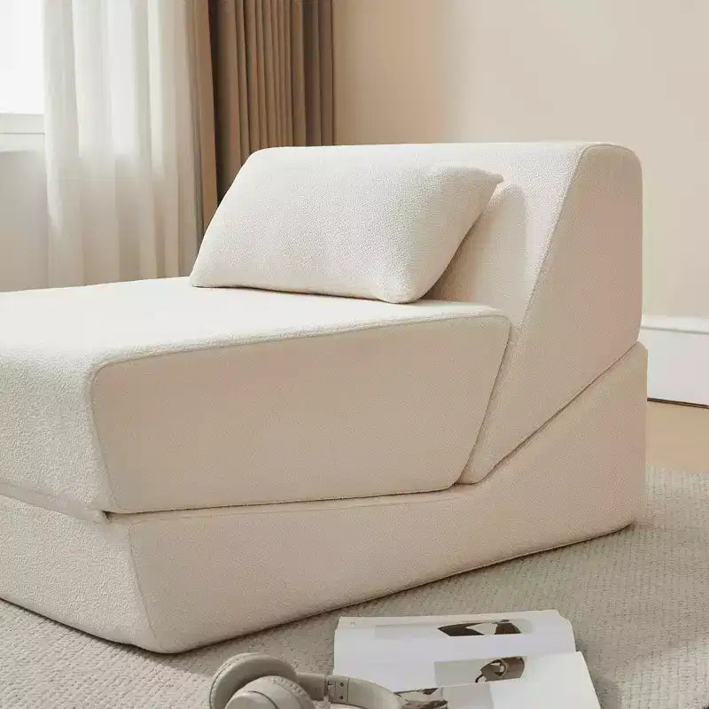 Divano letto convertibile 2 in 1 Beige/Blu/Grigio/Giallo, un posto