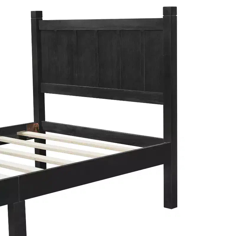 Letto matrimoniale basso nero con testiera e pediera, per 1