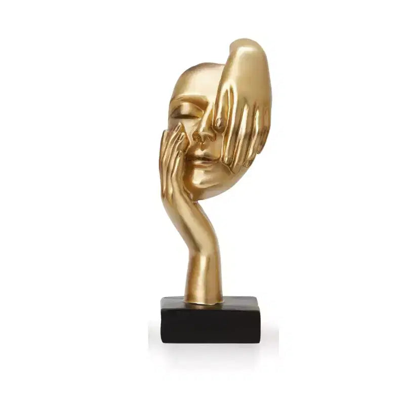 Scultura Astratta di Maschera in Resina Dorata – Singola, Decorazione per la Casa