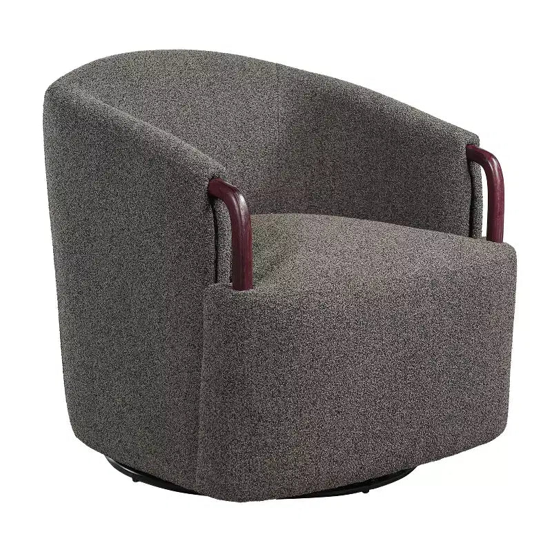 Poltrona girevole a barilotto in bouclé multicolore beige/marrone, posto singolo