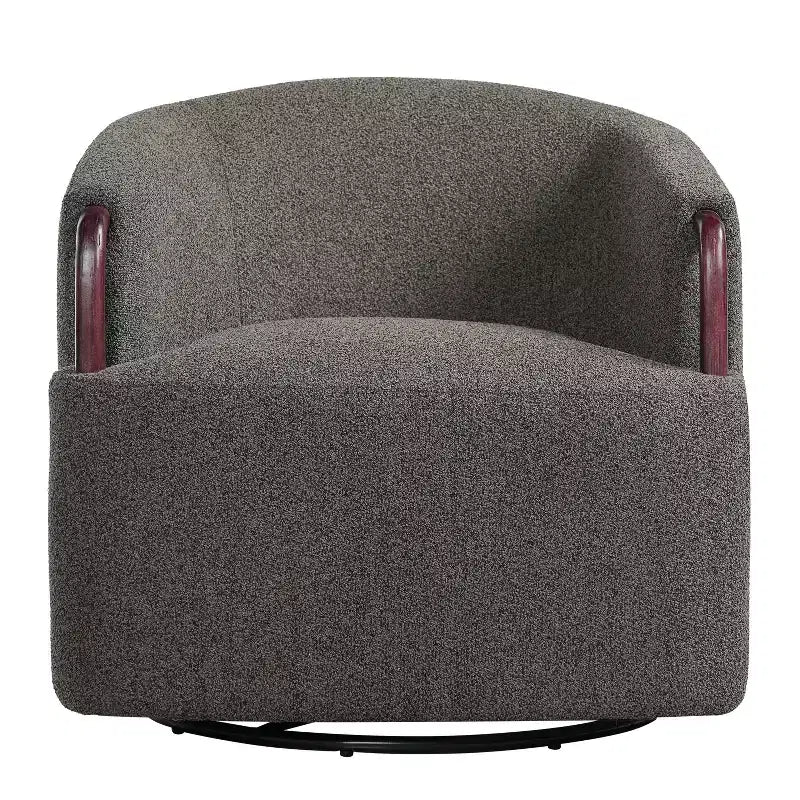 Poltrona girevole a barilotto in bouclé multicolore beige/marrone, posto singolo