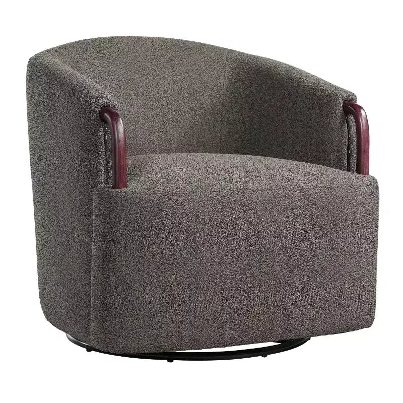 Poltrona girevole a barilotto in bouclé multicolore beige/marrone, posto singolo