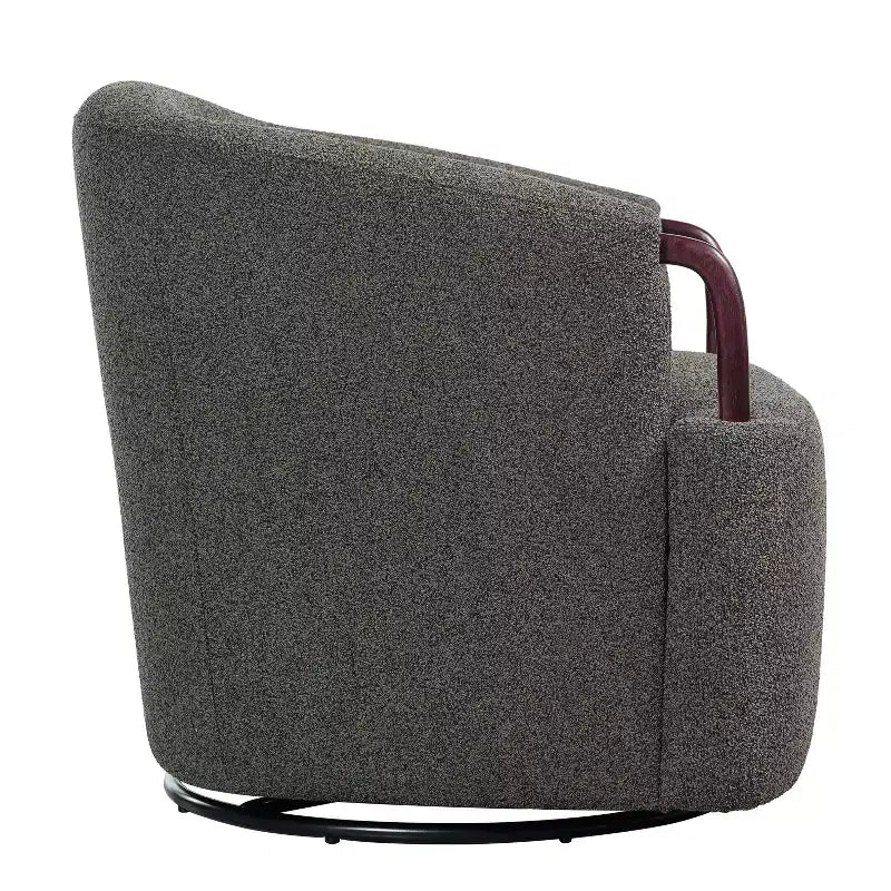 Poltrona girevole a barilotto in bouclé multicolore beige/marrone, posto singolo