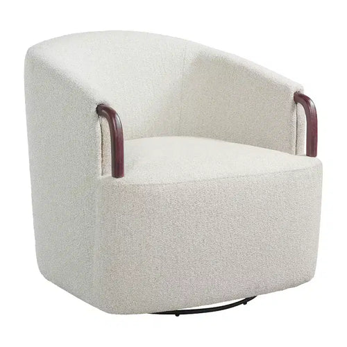 Poltrona girevole a barilotto in bouclé multicolore beige/marrone, posto singolo