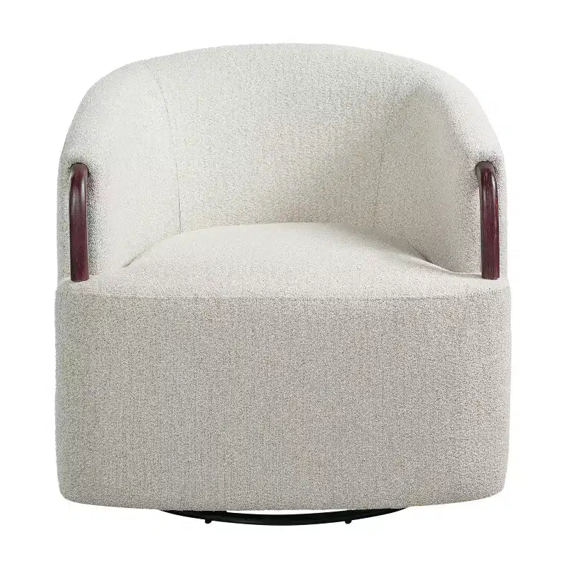 Poltrona girevole a barilotto in bouclé multicolore beige/marrone, posto singolo