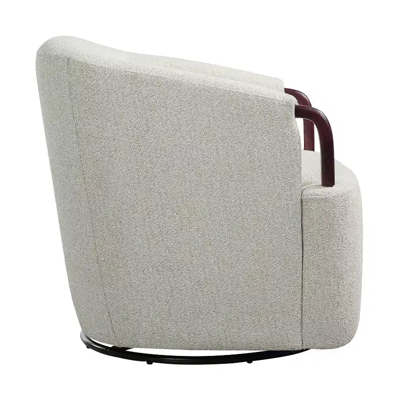 Poltrona girevole a barilotto in bouclé multicolore beige/marrone, posto singolo