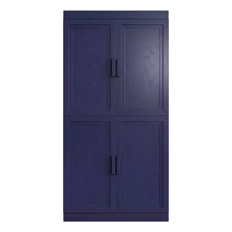 Armadio portaoggetti indipendente a 4 ante blu scuro/verde scuro con ripiani regolabili, montaggio in 1 persona