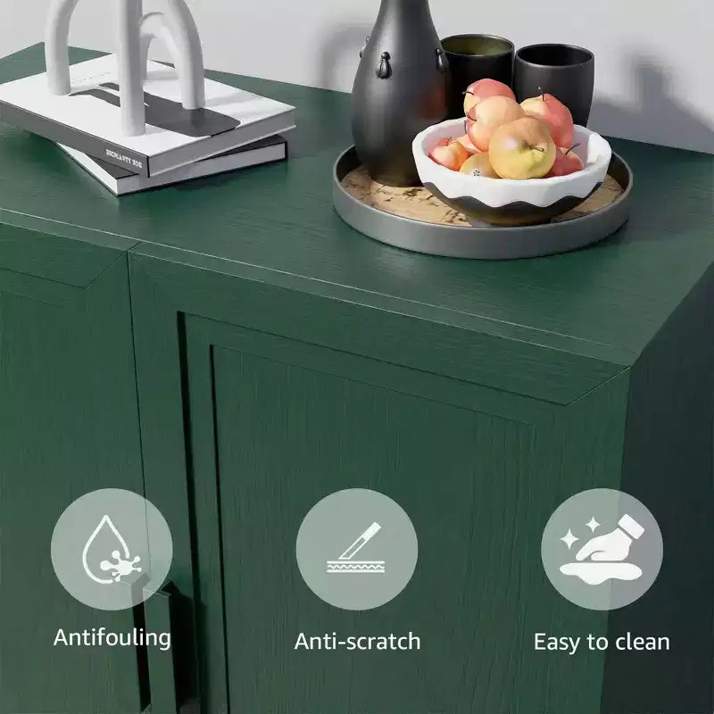 Armadio portaoggetti indipendente a 4 ante blu scuro/verde scuro con ripiani regolabili, montaggio in 1 persona