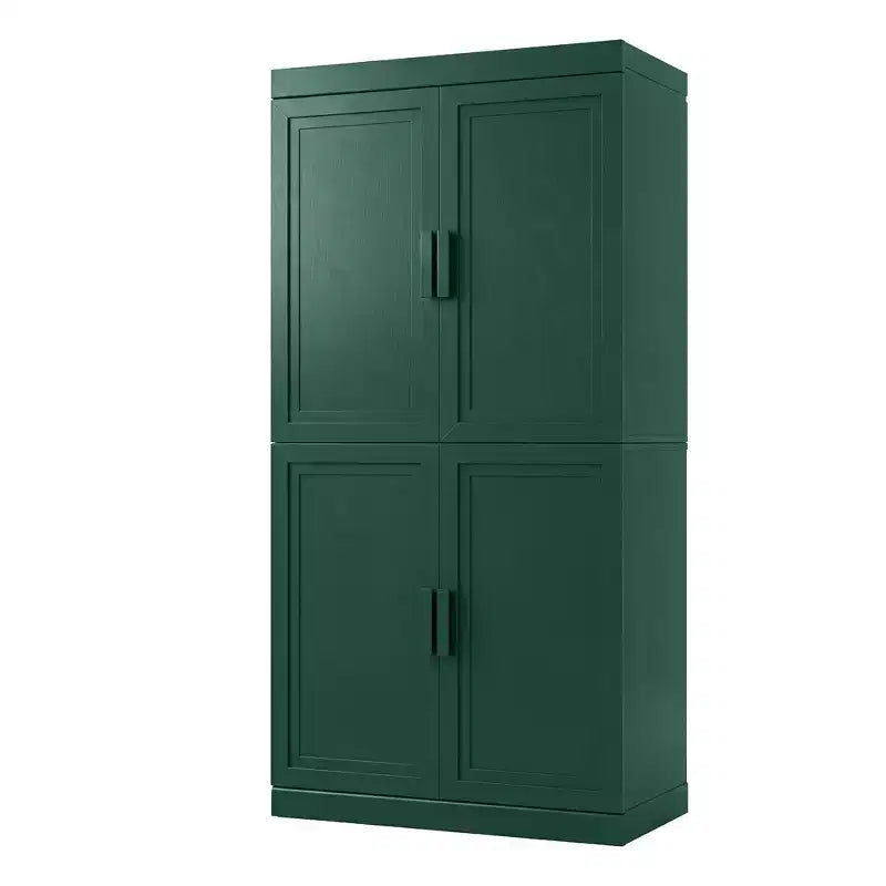 Armadio portaoggetti indipendente a 4 ante blu scuro/verde scuro con ripiani regolabili, montaggio in 1 persona