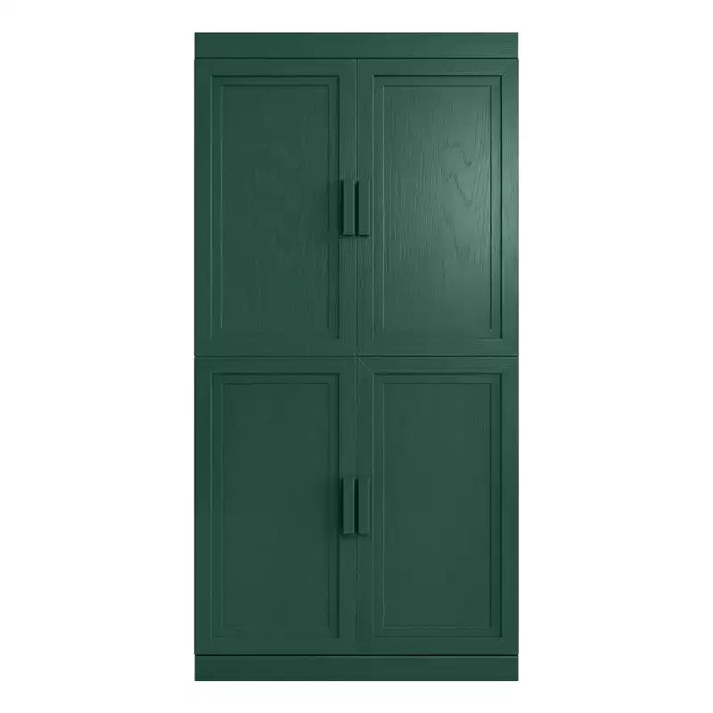 Armadio portaoggetti indipendente a 4 ante blu scuro/verde scuro con ripiani regolabili, montaggio in 1 persona