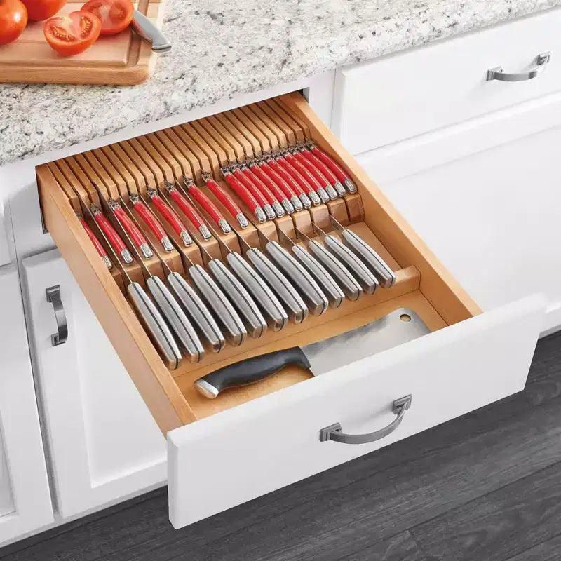 Inserto organizer per cassetto portacoltelli a doppia fila in acero