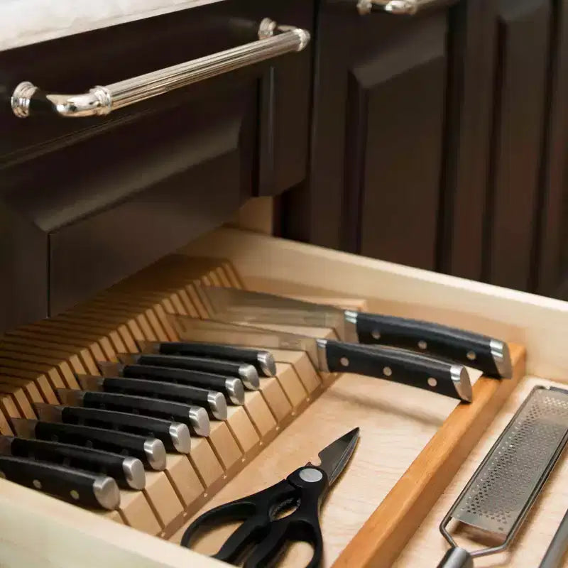 Inserto organizer per cassetto portacoltelli a doppia fila in acero