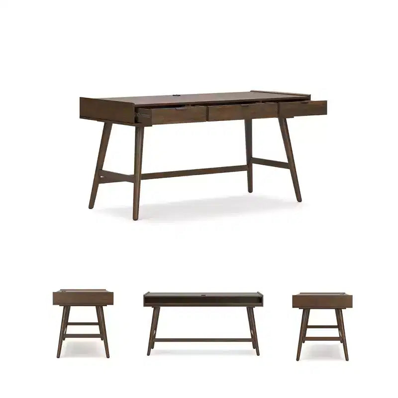 Scrivania da ufficio mid-century marrone, 1 persona, 152 cm