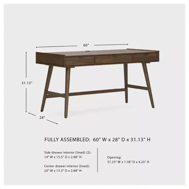 Scrivania da ufficio mid-century marrone, 1 persona, 152 cm