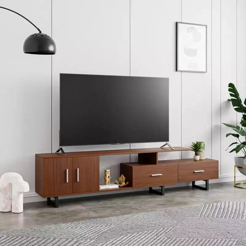 Mobile TV – Ebano / Rovere / Noce / Bianco | Struttura in MDF e gambe in acciaio | Adatto per TV fino a 69" | 1 Unità