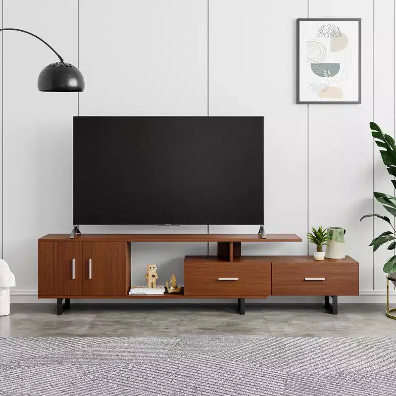 Mobile TV – Ebano / Rovere / Noce / Bianco | Struttura in MDF e gambe in acciaio | Adatto per TV fino a 69" | 1 Unità