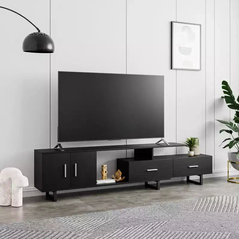 Mobile TV – Ebano / Rovere / Noce / Bianco | Struttura in MDF e gambe in acciaio | Adatto per TV fino a 69" | 1 Unità