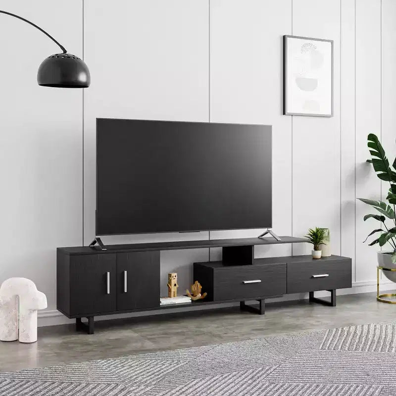 Mobile TV – Ebano / Rovere / Noce / Bianco | Struttura in MDF e gambe in acciaio | Adatto per TV fino a 69" | 1 Unità