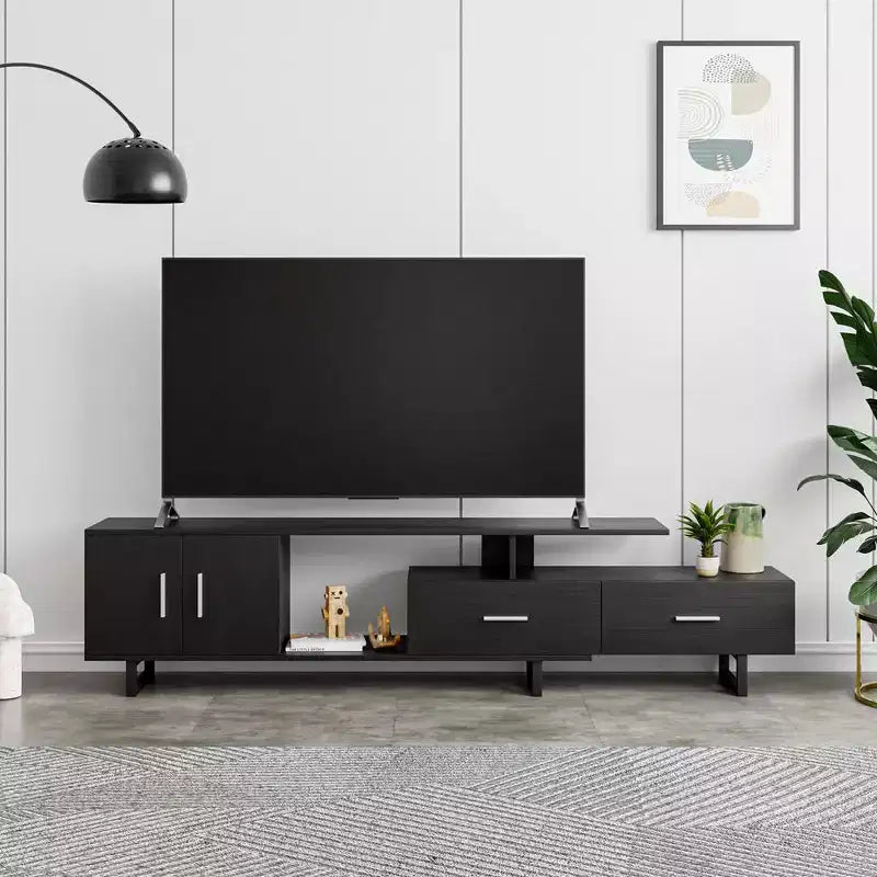 Mobile TV – Ebano / Rovere / Noce / Bianco | Struttura in MDF e gambe in acciaio | Adatto per TV fino a 69" | 1 Unità