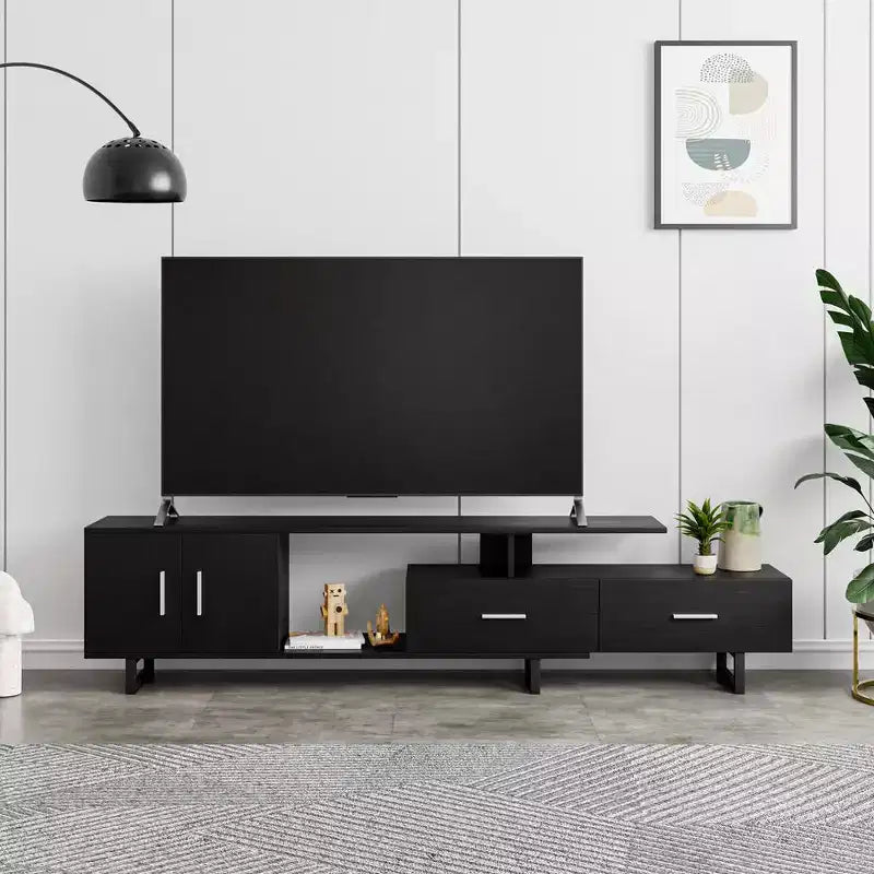 Mobile TV – Ebano / Rovere / Noce / Bianco | Struttura in MDF e gambe in acciaio | Adatto per TV fino a 69" | 1 Unità