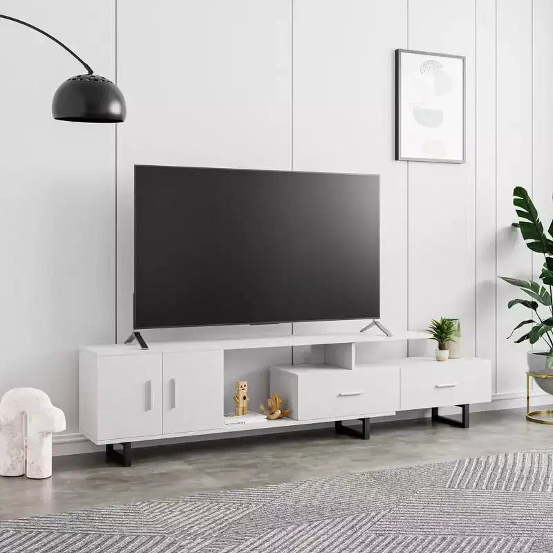 Mobile TV – Ebano / Rovere / Noce / Bianco | Struttura in MDF e gambe in acciaio | Adatto per TV fino a 69" | 1 Unità