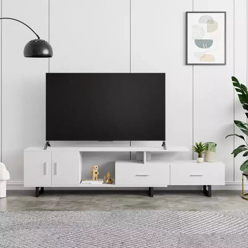 Mobile TV – Ebano / Rovere / Noce / Bianco | Struttura in MDF e gambe in acciaio | Adatto per TV fino a 69" | 1 Unità