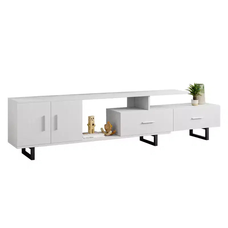 Mobile TV – Ebano / Rovere / Noce / Bianco | Struttura in MDF e gambe in acciaio | Adatto per TV fino a 69" | 1 Unità