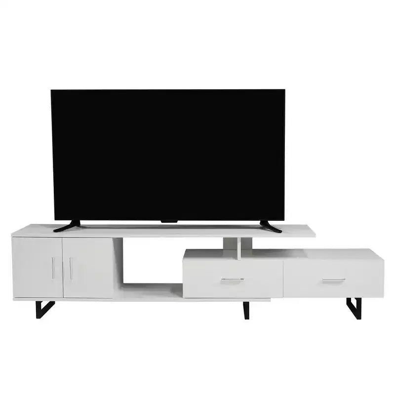 Mobile TV – Ebano / Rovere / Noce / Bianco | Struttura in MDF e gambe in acciaio | Adatto per TV fino a 69" | 1 Unità