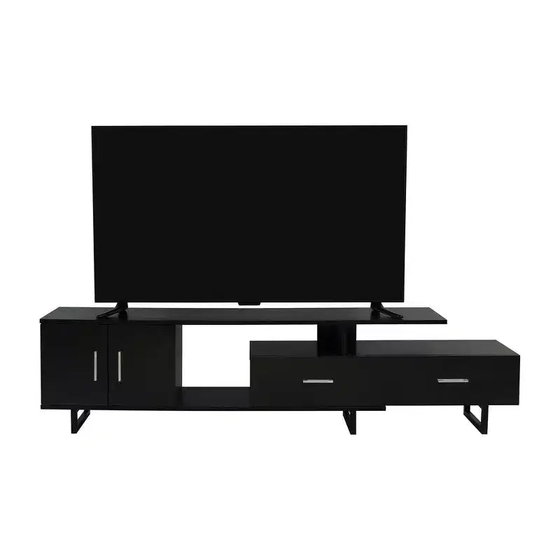 Mobile TV – Ebano / Rovere / Noce / Bianco | Struttura in MDF e gambe in acciaio | Adatto per TV fino a 69" | 1 Unità