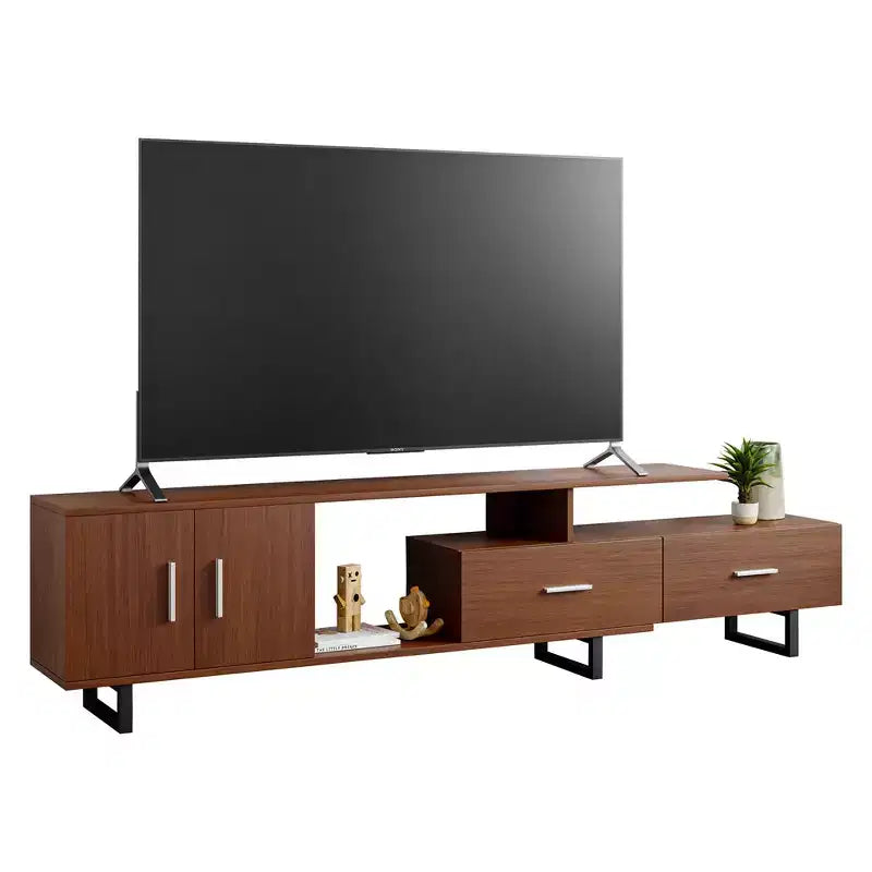 Mobile TV – Ebano / Rovere / Noce / Bianco | Struttura in MDF e gambe in acciaio | Adatto per TV fino a 69" | 1 Unità