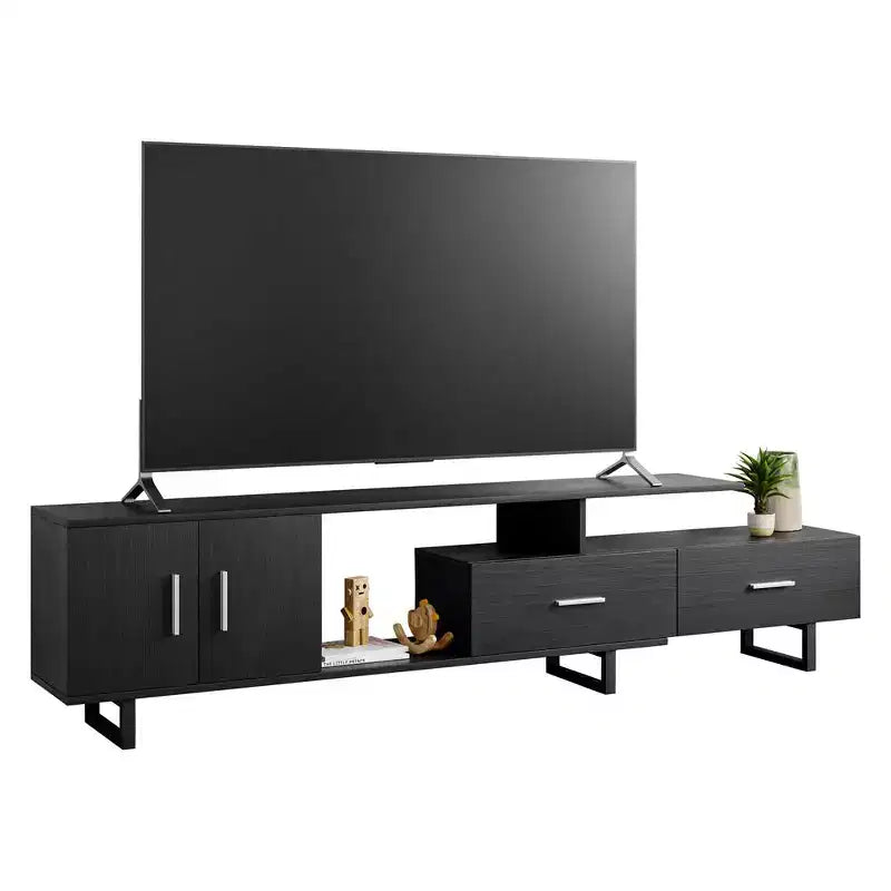 Mobile TV – Ebano / Rovere / Noce / Bianco | Struttura in MDF e gambe in acciaio | Adatto per TV fino a 69" | 1 Unità