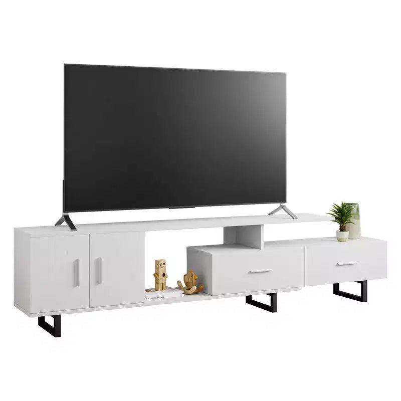Mobile TV – Ebano / Rovere / Noce / Bianco | Struttura in MDF e gambe in acciaio | Adatto per TV fino a 69" | 1 Unità